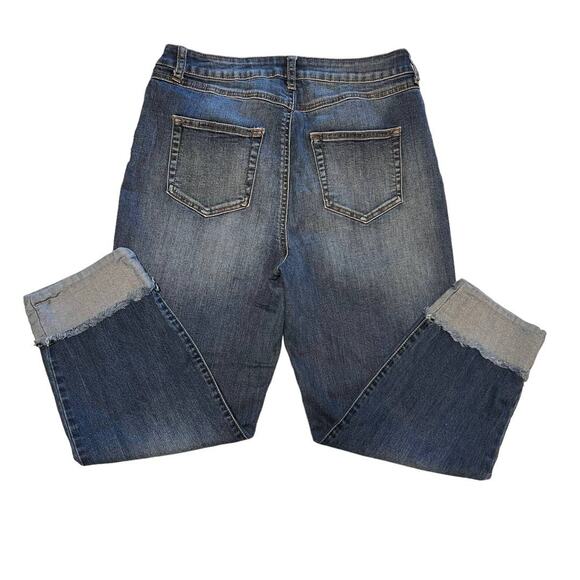 Kaari High Rise Straight Crop Jeans Women's 10 Cuffed Hem Medium Wash Blue - Picture 15 of 15